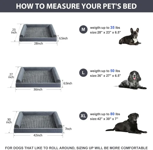 Vista 6 de BFPETHOME - Camas ortopédicas para perros grandes, cama para perros medianos y grandes, sofá impermeable para mascotas con funda extraíble y lavable