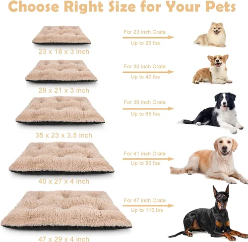 Vista 4 de JOEJOY Almohadilla para cama para perro, cama de lujo lavable para perros Fulffy suave almohadilla antideslizante para mascotas para perros Beige