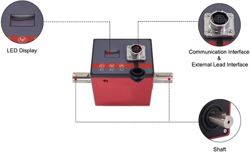 Vista 5 de Sensor de par giratorio digital ATO, sensores de par dinámico de 0.1 Nm con pantalla LCD para medición de velocidad del motor, señal de salida ± 5 V