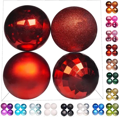 Vista 14 de Emopeak 24 bolas decorativas para árbol de Navidad, 4 estilos inastillables, decoración de árbol de Navidad, esferas colgantes para decoración