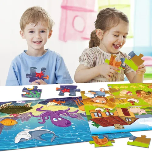 Vista 4 de Rompecabezas de suelo jumbo para niños, rompecabezas de fiesta de insectos de 35 piezas de 3 a 5 años, juguetes de desarrollo de aprendizaje