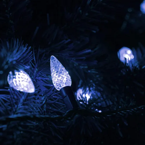 Vista 6 de Twinkle Star Guirnalda de luces de Navidad C6, 50 LED de 17 pies, funciona con pilas, con 8 modos de iluminación, luces impermeables para interiores