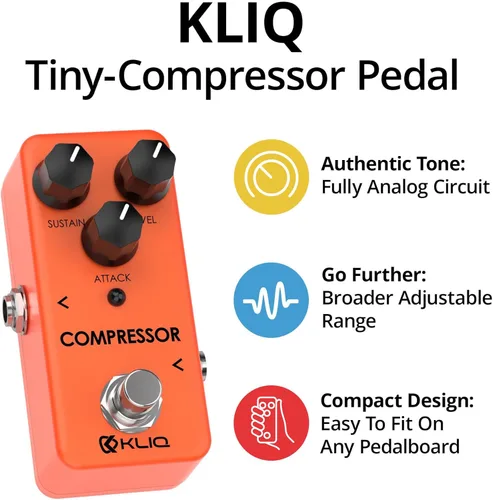 Vista 2 de KLIQ - Pedal de efecto de compresor pequeño para guitarra y bajo