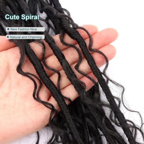 Vista 4 de Rastas Bohemias de Río Falsas de Cabello de Ganchillo para Mujeres Negras - 20 pulgadas Rastas de Diosa de Cabello de Ganchillo con Puntas Rizadas 8