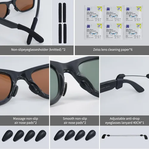 Vista 4 de RCstyle Accesorios para lentes inteligentes Ray-Ban Meta Wayfarer/Headliner/Skyler, vienen con almohadillas nasales, 4 pares, cordón ajustable