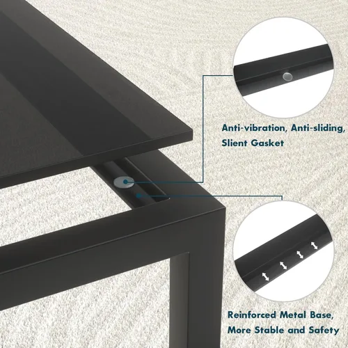 Vista 3 de SAYGOER Mesa de centro de cristal negro, pequeñas y modernas, 26.7 pulgadas, mesa central cuadrada de vidrio templado, para sala de estar, oficina