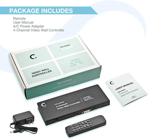 Vista 6 de Controlador de pared de video 2x2 1080p, HDMI 1.4, compatible con HDCP1.4 Entradas HDMI y DVI; salidas HDMI 8 modos de visualización - 2x2