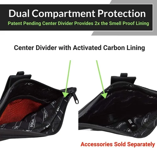 Vista 4 de Formline Elite Bolsa a prueba de olores, 9 x 7 pulgadas, doble forro a prueba de olores con diseño de divisor central pendiente de patente, elimina