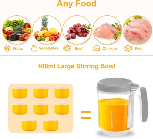 Vista 6 de BEAR 2024 - Máquina de alimentos para bebés Procesador de alimentos para bebés de un solo paso Licuadora de puré Cocina y molienda automática