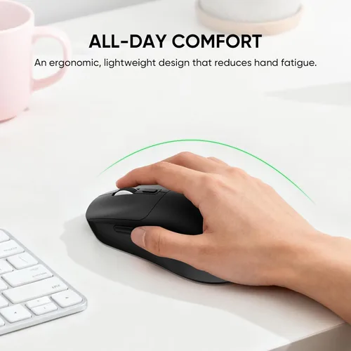 Vista 4 de MELOGAGA Ratón inalámbrico para juegos, 2.4G/Bluetooth 5.4/USB-C 3 modos alámbrico/inalámbrico ratones para juegos con 8 DPI ajustables, ratón