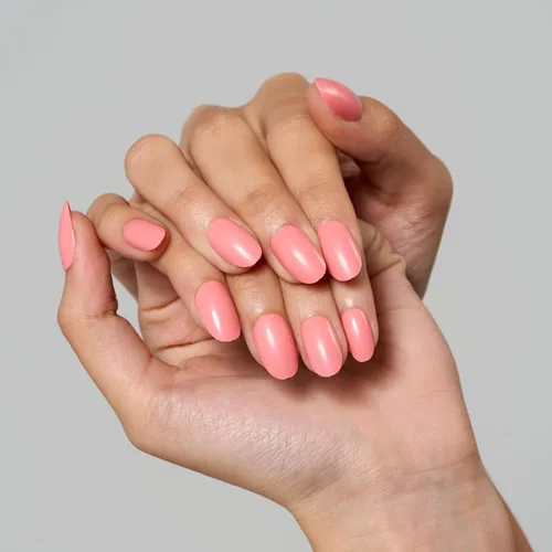 Vista 6 de GLAMERMAID Uñas postizas a presión ovaladas medianas, color rosa fucsia, para otoño, cortas, ovaladas, acrílicas, brillantes, reutilizables