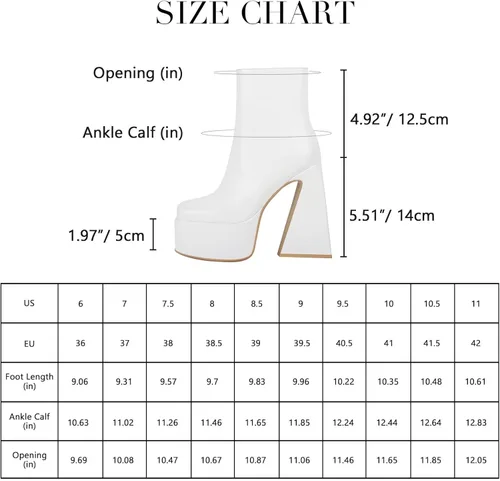 Vista 7 de WETKISS Platform Boots for Women Triangle Chunky Heel Square Toe Pu Leather Boots