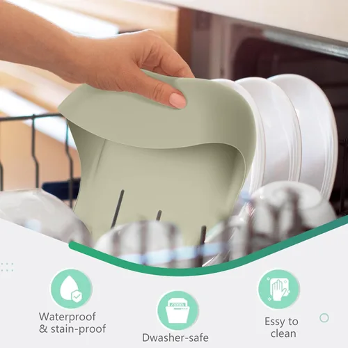 Vista 7 de Cuddle Campus Juego de 3 baberos de silicona para bebés y niños pequeños, baberos suaves y ajustables con bolsillo para atrapar alimentos para bebé