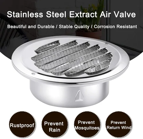 Vista 4 de Zonon 4 rejillas de ventilación de acero inoxidable Soffit de 4 pulgadas, cubierta de ventilación redonda para secadora con pantalla de malla