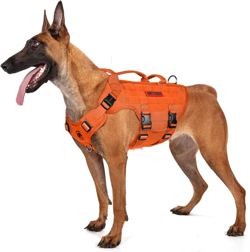 Vista 20 de OneTigris Arnés táctico grande para perros, arnés de perro ajustable sin tirones, arnés de perro resistente con asa, paneles grandes de gancho
