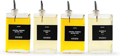 Vista 13 de Molimoli Dispensador de Aceite de Oliva para Cocina, Vertedor Automático, Dispensador de Botella de Vidrio Delgada para Cocina, Aceitera de Aceite