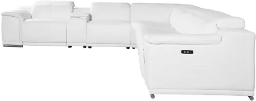 Vista 527 de BlackJack Furniture Venice - Sofá modular de cuero italiano de grano superior de 5 piezas con 3 reclinables eléctricos, reposacabezas ajustable