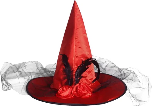 Vista 8 de JUSTOTRY Sombrero de bruja de Halloween, disfraz de Halloween, sombreros de brujas para mujer unidos con rosas y plumas