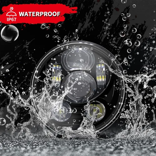 Vista 3 de Faro LED proyección Wisamic 5 – 3/4 pulgadas 5.75 pulgadas Daymaker para motocicletas Harley-Davidson 9 piezas foco, Negro