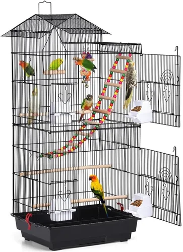 Yaheetech Jaula de 39 pulgadas para pájaros de techo grande para loros pequeños, cacatúas, periquitos del sol, conure de mejillas verdes,