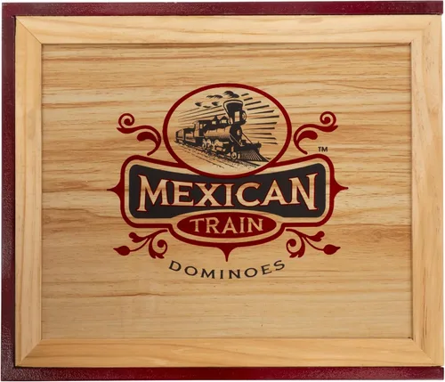 Vista 2 de Front Porch Classics Juego de dominó de tren mexicano en caja de colección de madera de Front Porch Classics para 2 a 8 jugadores a partir de 8