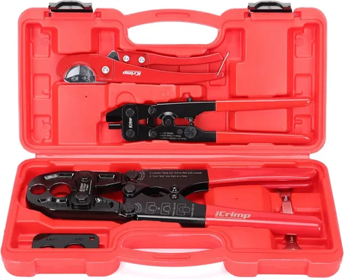 Vista 10 de Juego de tenazas y anillos de cobre para conexión de caño Pex de 1/2 y 3/4 pulgadas - Compatible con Sharkbite, Watts, Apollo y todos los estándares