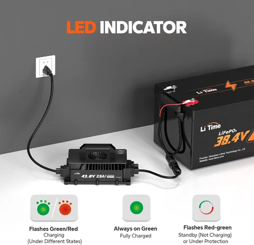 Vista 9 de LiTime Batería LiFePO4 de 36V 100Ah OBM Bluetooth con Protección a Baja Temperatura con Cargador de 43.8V 25A, BMS Integrado de 100A, Batería