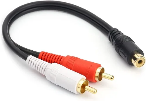 Vista 2 de JSJ Cable de audio estéreo Y RCA hembra a 2 RCA macho con conductor OFC Blindaje doble chapado en oro Carcasa metálica de alta calidad Funda de PVC