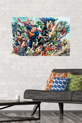 Vista 2 de Trends International DC Comics-Justice League - Póster de pared de grupo renacimiento, 22.375 x 34 pulgadas, versión sin marco, dormitorio