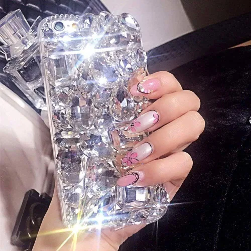 Moto G Stylus 5G - Funda hecha a mano con diamantes de cristal brillante, Aikukiki, 6.8 pulgadas, A-blanco completo