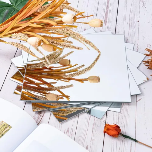 Vista 4 de Home Gym Essential, juego de 12 azulejos cuadrados de espejo de pared, espejo de vidrio de cuerpo completo de 12 pulgadas, paneles sin marco