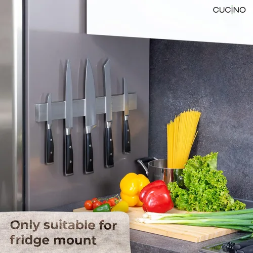 Vista 6 de Cucino Tira magnética para cuchillos para refrigerador, soporte magnético de acero para cuchillos para refrigerador