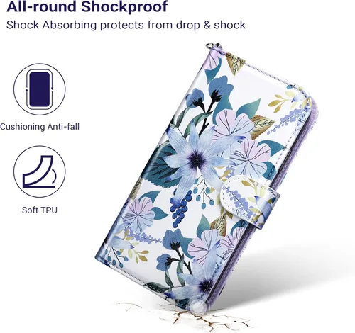 Vista 5 de ULAK Funda de piel sintética compatible con iPhone 11 con tarjetero y cierre magnético con función atril, a prueba de golpes, para iPhone 11 de 6.1