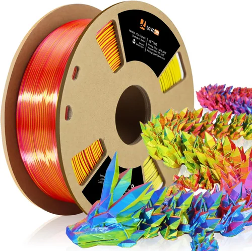 Vista 45 de LOVOON Filamento de ácido poliláctico (PLA) para impresión 3D multicolor, filamento PLA de 0.069 pulgadas, cambio de color doble por ángulo