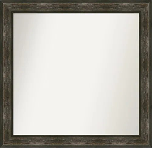 Vista 305 de Amanti Art Espejo de baño marrón para sobre fregadero, 26 x 26 pulgadas, espejo de tocador cuadrado marrón rústico Alexandria, marco de madera