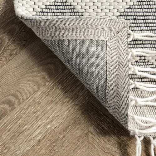 Vista 5 de Rugs USA Fractal - Alfombra de lana de diamante, 2x8, gris