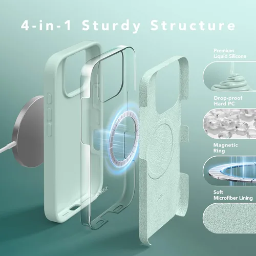 Vista 756 de GONEZ Funda magnética para iPhone 14, compatible con Magsafe, con protector de pantalla + protector de cámara, forro de microfibra antiarañazos