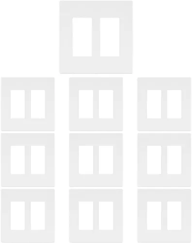 Vista 5 de Paquete de 10 cubiertas de placa de pared de una sola banda, marco rectangular de una sola banda para interruptores, tomas de corriente