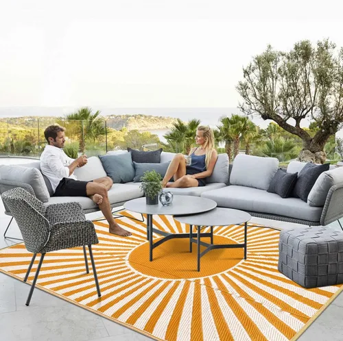 Vista 16 de Anidaroel Alfombra de área para exteriores para patio, 5 x 8 pies, impermeable, reversible, de plástico, alfombra de exterior, resistente a