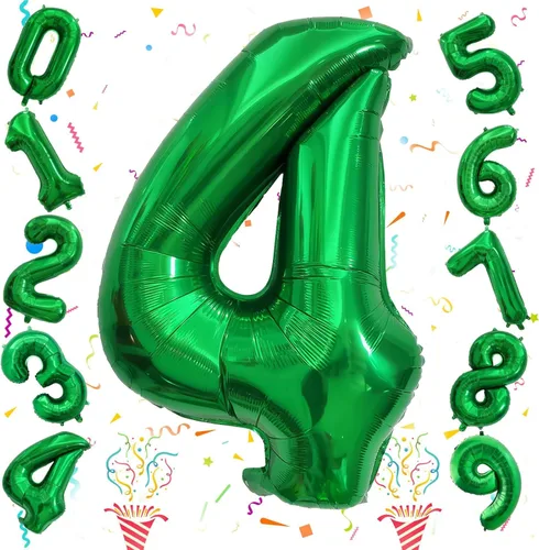 Vista 97 de Globos de Sirena Número 0 de 40 Pulgadas, Juego de Globos de Números Grandes Morado Verde Azulado Arcoíris 0-9, Globos de Números de Papel