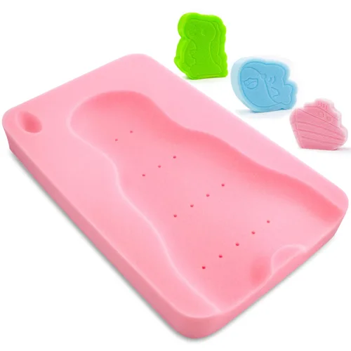Esponja de baño para bebés Alfombrilla de baño suave para recién nacidos, sin olor (rosa)