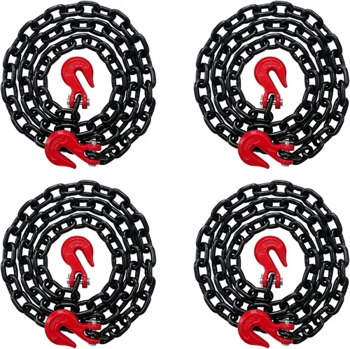Vista 27 de Cadena de transporte de grado 80 de 3/8 pulgadas x 10 pies – 7,100 libras WLL – gancho de agarre de horquilla, amarre, remolque