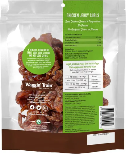 Vista 2 de Waggin' Train Golosinas para perros de pollo con rizos de cecina, hechas con pechugas de pollo 100% reales, solo dos ingredientes naturales, gran