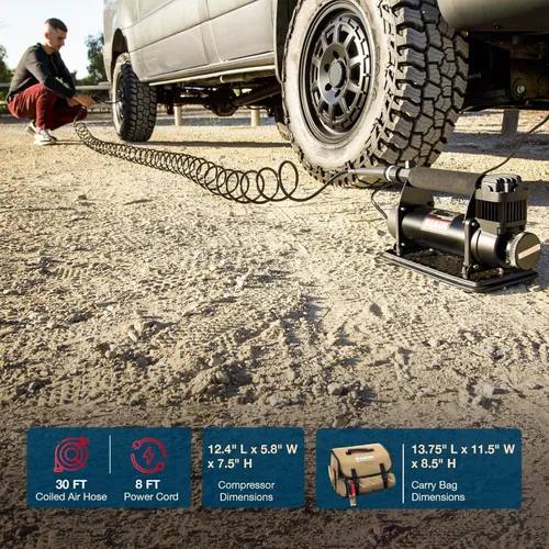 Vista 5 de VIAIR 450P/45044 Compresor portátil automático, kit de inflado de neumáticos, compresor de aire para camiones, Jeep, SUV y neumáticos de automóvil