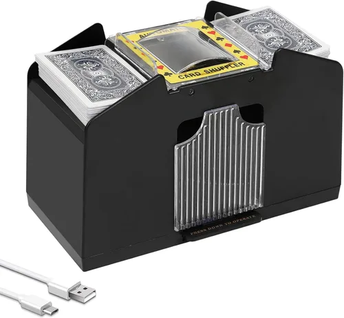 Vista 10 de Ni-SHEN 2/4/6 Decks Automatic Card Shuffler USB/Battery Operated Electric Shuffler for Family Party Poker/Blackjack/UNO