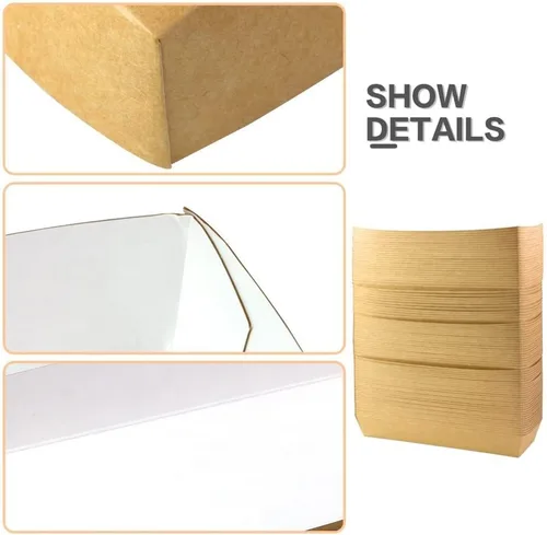 Vista 4 de Paquete de 96 botes de comida desechables de 8 pulgadas, 3 libras, color marrón, resistente al aceite, ideal para festivales, tacos, barbacoas