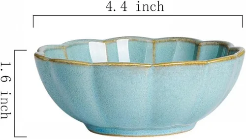 Vista 2 de Gaolinci Plato de cerámica con forma de flor de 4.4 pulgadas, mini condimento lateral, platos de condimentos/cuenco de soya para sushi, platos