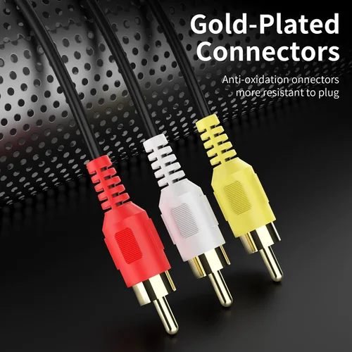Vista 2 de Cable RCA de audio y video, cable AV compuesto 3RCA a 3RCA de 6 pies compatible con decodificadores, altavoz, amplificador, reproductor de DVD