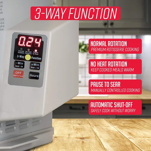 Vista 5 de Ronco ST5000PLAT Asador Rotatorio Digital Showtime, Edición Platino, Cocina los Alimentos Perfectamente Cada Vez, 3 Modos de Cocción: Asar, Sellar