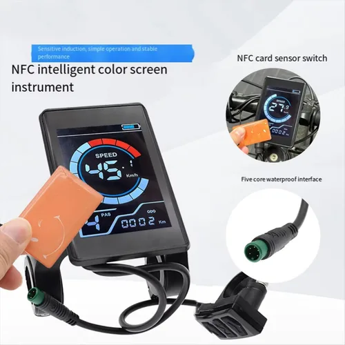 Vista 2 de Medidor de pantalla LCD de bicicleta eléctrica con NFC X1 Ebike Panel de pantalla 24 V 36 V 48 V impermeable 5 pines Velocímetro Bicicleta